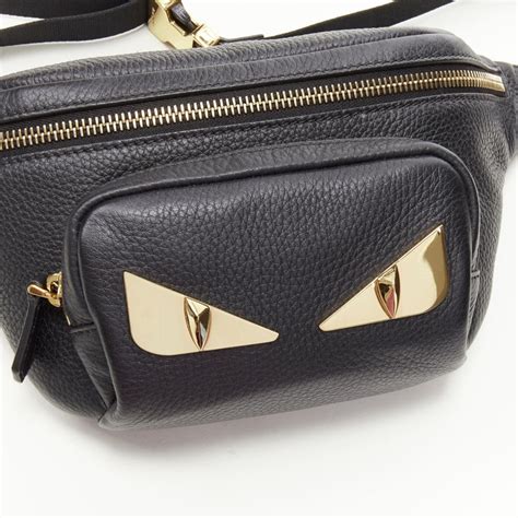 new fendi monster eyes black leather